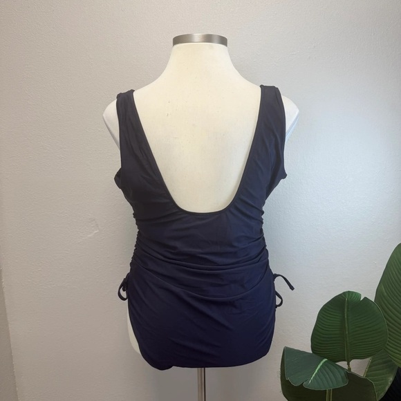 J. Crew Navy Ruched Side-Tie Swimsuit - New - Size 22 - Picture 4 of 5